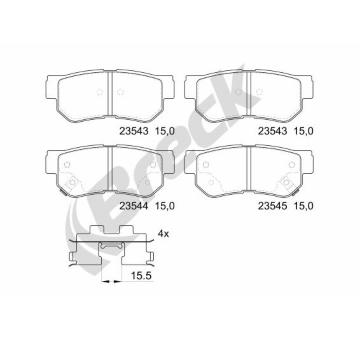 Sada brzdových destiček, kotoučová brzda BRECK 23543 00 704 10