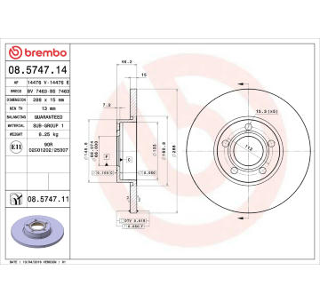 Brzdový kotouč AP 14476 V