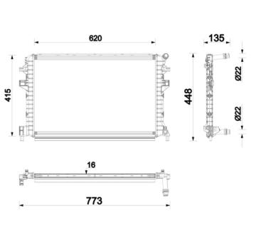 Nízkoteplotný chladič, chladič turbodúchadla MAHLE CIR 34 000P