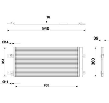 Kondenzátor, klimatizace MAHLE AC 1158 000P