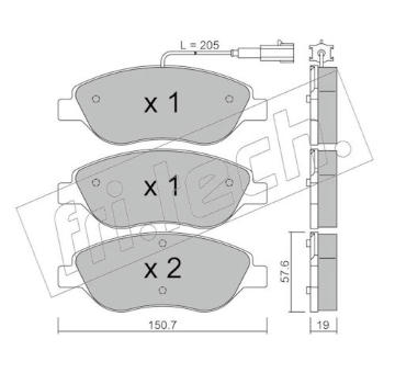 Sada brzdových destiček, kotoučová brzda fri.tech. 593.0