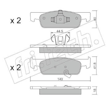 Sada brzdových destiček, kotoučová brzda fri.tech. 991.2