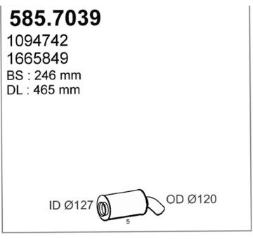 Stredni-/zadni tlumic vyfuku ASSO 585.7039