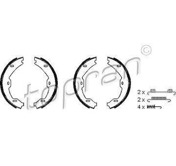 Sada brzdových čelistí, parkovací brzda TOPRAN 407 761