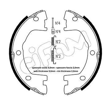 Sada brzdových čelistí, parkovací brzda CIFAM 153-077K