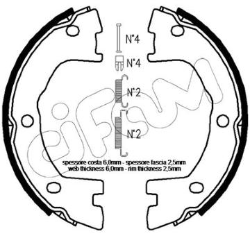 Sada brzdových čelistí, parkovací brzda CIFAM 153-097K