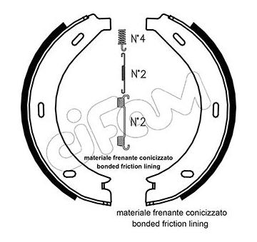 Sada brzdových čelistí, parkovací brzda CIFAM 153-236K