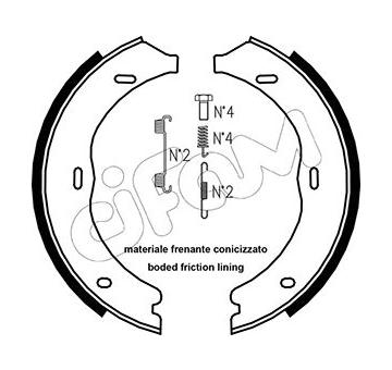 Sada brzdových čelistí, parkovací brzda CIFAM 153-248K
