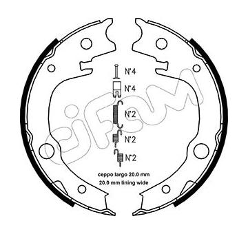 Sada brzdových čelistí, parkovací brzda CIFAM 153-443K