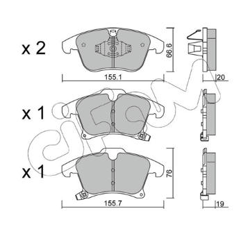 Sada brzdových destiček, kotoučová brzda CIFAM 822-1039-0