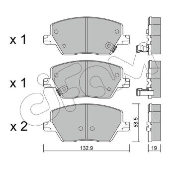 Sada brzdových destiček, kotoučová brzda CIFAM 822-1103-0