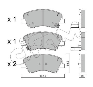 Sada brzdových destiček, kotoučová brzda CIFAM 822-1167-0