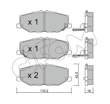 Sada brzdových destiček, kotoučová brzda CIFAM 822-1215-0