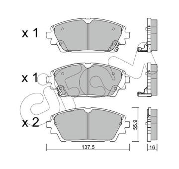 Sada brzdových destiček, kotoučová brzda CIFAM 822-1237-0