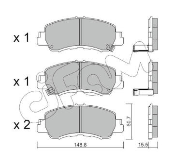 Sada brzdových destiček, kotoučová brzda CIFAM 822-1239-0