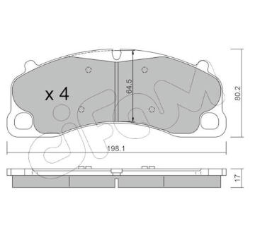 Sada brzdových destiček, kotoučová brzda CIFAM 822-1256-0