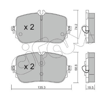 Sada brzdových destiček, kotoučová brzda CIFAM 822-1268-0
