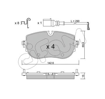 Sada brzdových destiček, kotoučová brzda CIFAM 822-1319-0