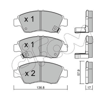 Sada brzdových destiček, kotoučová brzda CIFAM 822-175-0