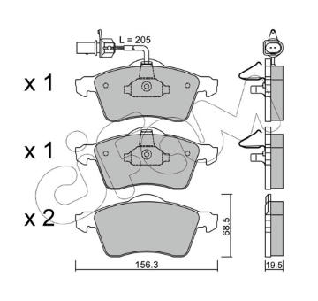 Sada brzdových destiček, kotoučová brzda CIFAM 822-263-1