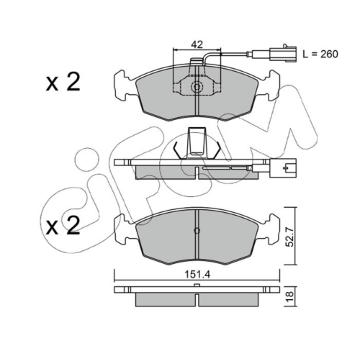 Sada brzdových destiček, kotoučová brzda CIFAM 822-274-1