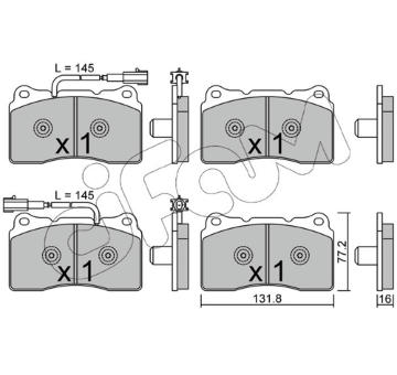 Sada brzdových destiček, kotoučová brzda CIFAM 822-288-6