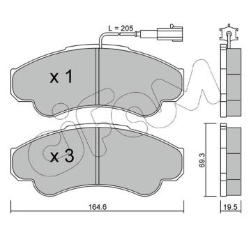 Sada brzdových destiček, kotoučová brzda CIFAM 822-326-0
