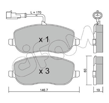 Sada brzdových destiček, kotoučová brzda CIFAM 822-530-1