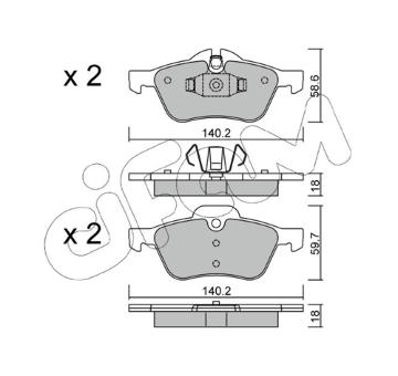Sada brzdových destiček, kotoučová brzda CIFAM 822-555-0