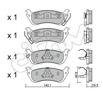 Sada brzdových destiček, kotoučová brzda CIFAM 822-570-0