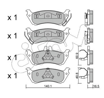Sada brzdových destiček, kotoučová brzda CIFAM 822-570-1