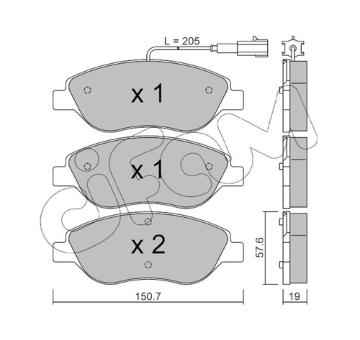 Sada brzdových destiček, kotoučová brzda CIFAM 822-577-0