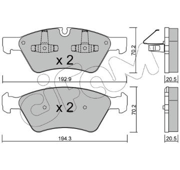 Sada brzdových destiček, kotoučová brzda CIFAM 822-670-0