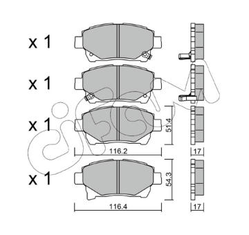 Sada brzdových destiček, kotoučová brzda CIFAM 822-877-0