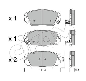 Sada brzdových destiček, kotoučová brzda CIFAM 822-885-0