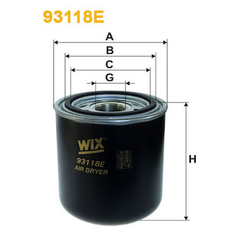 Vysoušecí patrona vzduchu, pneumatický systém WIX FILTERS 93118E