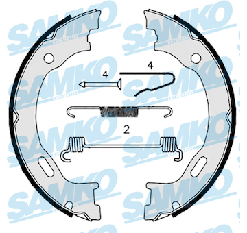 Sada brzdových čelistí, parkovací brzda SAMKO 88719