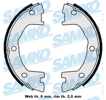 Sada brzdových čelistí, parkovací brzda SAMKO 89250