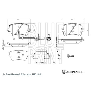 Sada brzdových destiček, kotoučová brzda BLUE PRINT ADBP420030
