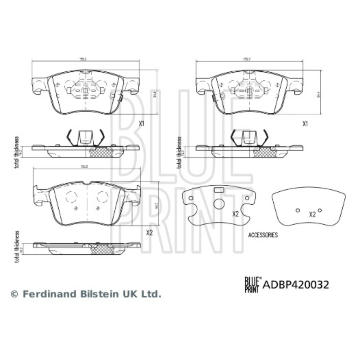 Sada brzdových destiček, kotoučová brzda BLUE PRINT ADBP420032