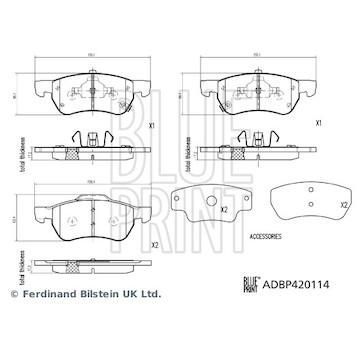 Sada brzdových destiček, kotoučová brzda BLUE PRINT ADBP420114