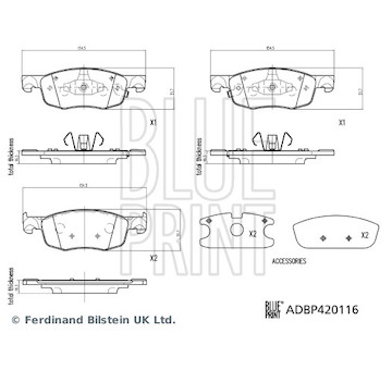 Sada brzdových destiček, kotoučová brzda BLUE PRINT ADBP420116