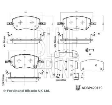 Sada brzdových destiček, kotoučová brzda BLUE PRINT ADBP420119