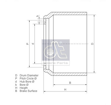 Brzdový buben DT Spare Parts 10.13236