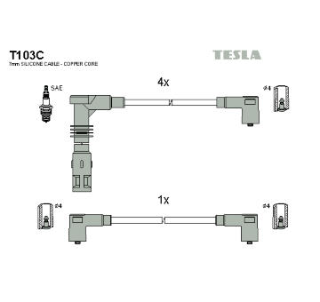 Sada kabelů pro zapalování TESLA T103C