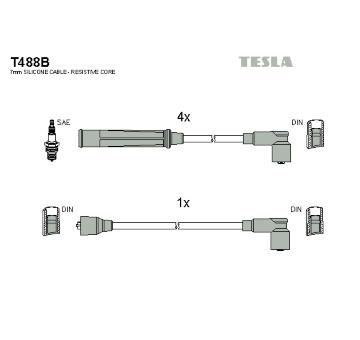 Sada kabelů pro zapalování TESLA T488B