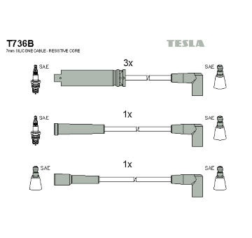 Sada kabelů pro zapalování TESLA T736B