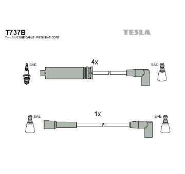 Sada kabelů pro zapalování TESLA T737B