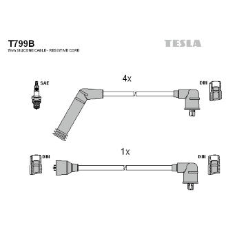 Sada kabelů pro zapalování TESLA T799B