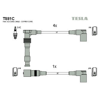 Sada kabelů pro zapalování TESLA T881C